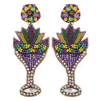 Mardi Gras Beaded Champagne Earrings