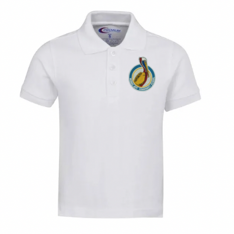 Morris Jeff Community School High Adult Polyester Polo (White)