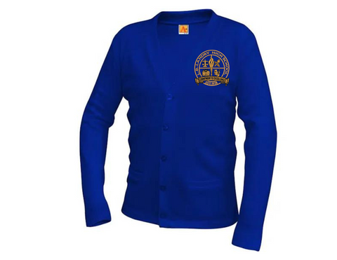 L.B. Landry Royal Cardigan Sweater | Embroidered Buccaneers School Spirit Wear