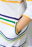 Mardi Gras Thin Striped Polo Shirt Dress - Poree's Embroidery
