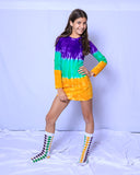 Mardi Gras Junior Tie Dye Dress - Poree's Embroidery