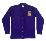 Warren Easton Purple Cardigan Sweater - Poree's Embroidery