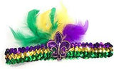 Mardi Gras Feathered Flapper Headband - By Poree's Embroidery