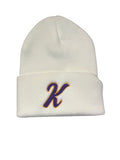 Edna Karr (K) Beanie (White)- By Poree's Embroidery