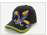 Mardi Gras Fleur de Lis Sequin Cap (Two Colors) - Poree's Embroidery