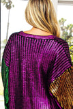 Mardi Gras Metallic Cardigan Sweater