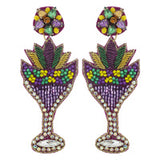 Mardi Gras Beaded Champagne Earrings