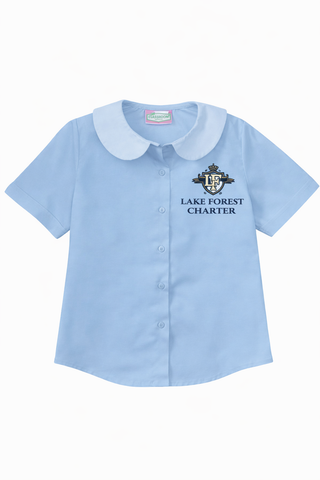 Lake Forest Charter Girls Peter Pan Shirt (K–6) – Light Blue Embroidered