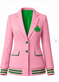 Pre-Order- Alpha Kappa Alpha Heritage Blazer | Pink & Green AKA Inspired Blazer | Poree’s Embroidery