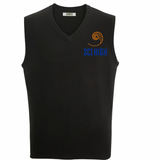 New Orleans Science and Math High School vest, SCI HIGH pullover vest, NOSMHS uniform vest, embroidered school sweater vest, black SCI HIGH vest, grey SCI HIGH vest, school spirit wear New Orleans, Science and Math High apparel, SCI HIGH clothing.