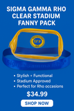 Shop the Sigma Gamma Rho Clear Stadium Fanny Pack – stylish, stadium-approved, and perfect for SGRho events, game days & everyday wear.”