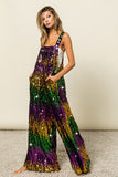 Mardi Gras Sequin Color Block Overalls