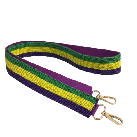 Mardi Gras Striped Beaded Purse Strap