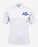 DUPON unisex white polo shirt with royal blue embroidered left chest logo