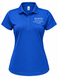 DUPON white women's polo with royal blue embroidered left chest logo