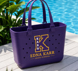 Purple large tote with Edna Karr High School K logo in gold