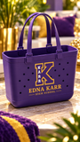 Edna Karr High School large purple and gold spirit tote product view