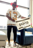 New Orleans Saints Inspired #13 White V-Neck Jersey By Poree's Embroidery
