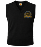 L.B. Landry High School black sleeveless school uniform vest with embroidered royal blue and gold school seal