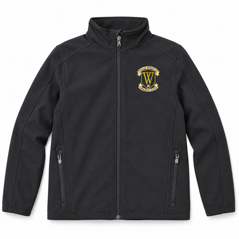 Phillis Wheatley Community School youth black soft shell jacket with embroidered crest