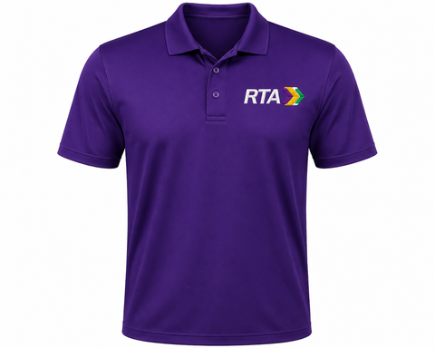 Regional Transist Authority (RTA) purple uniform polo breathable short sleeve embroidered right chest logo shirt