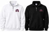 St. Augustine 1/4 Zip Sweatshirt in white and black, with a smaller SA embroidered chest logo on black