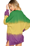 Mardi Gras Striped Tie Dye Sweatshirt - Poree's Embroidery