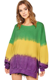 Mardi Gras Striped Tie Dye Sweatshirt - Poree's Embroidery