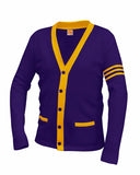 Unisex Adult Contrasting Trim Varsity Cardigan - By Poree's Embroidery