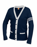 Unisex Adult Contrasting Trim Varsity Cardigan - By Poree's Embroidery