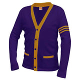 Unisex Adult Contrasting Trim Varsity Cardigan - By Poree's Embroidery