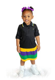 Mardi Gras Little Girls Black Polo Dress - Poree's Embroidery