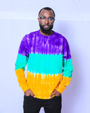 Mardi Gras Adult LS Tie Dye shirt - Poree's Embroidery