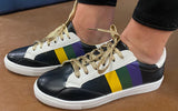 Mardi Gras Three Striped Tennis Shoe (Black) - By Poree's Embroidery