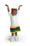 Mardi Gras Little Girls White Polo Dress - Poree's Embroidery