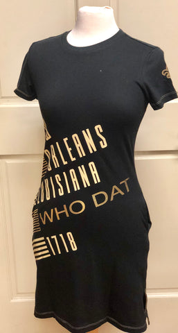 The Black and Gold T-Shirt Dress - Poree's Embroidery
