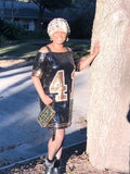 Black and Gold Sequin Off The Shoulder #41 Dress - Poree's Embroidery