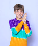 Mardi Gras Youth Tie Dye LS shirt - Poree's Embroidery