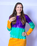 Mardi Gras Ladies Tie Dye Dress - Poree's Embroidery