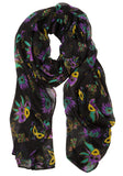 Mardi Gras Masked Oblong Scarf - Poree's Embroidery