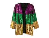 Mardi Gras Tri-Color Sequin Kimono - Poree's Embroidery