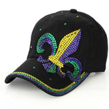 Mardi Gras Fleur de Lis Sequin Cap (Two Colors) - Poree's Embroidery