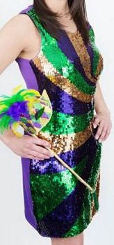 Mardi Gras Sequin Splash Party/ Parade/ Ball Dress - Poree's Embroidery