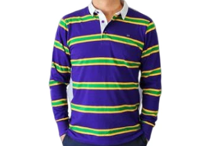 Mardi Gras Purple Infinity Rugby Long Sleeve Polo Shirt - Poree's Embroidery