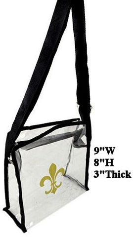 Fleur De Lis Clear Game  Day Stadium Bag W/strap - Poree's Embroidery