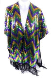 Mardi Gras Sequin Chevron Shimmering Pancho - Poree's Embroidery