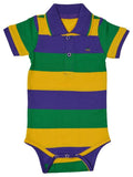 Mardi Gras Traditional Stripe Onesie (Short or Long Sleeve) - Poree's Embroidery