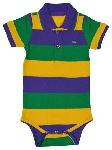 Mardi Gras Traditional Stripe Onesie (Short or Long Sleeve) - Poree's Embroidery