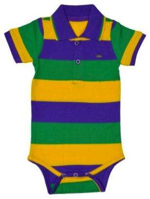 Mardi Gras Infant Traditional Striped Collared Romper - Poree's Embroidery