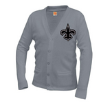 Chenille Fleur De Lis Cardigan Sweater - Poree's Embroidery